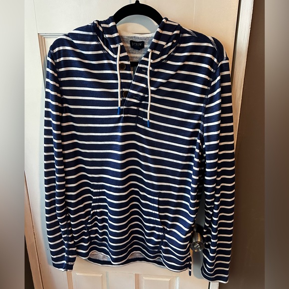 J Crew Factory NWT Striped Henley Hoodie. Size S. - Picture 1 of 4